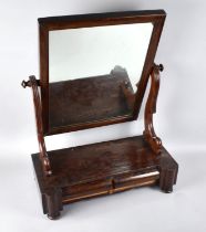 A Victorian Mahogany Swing Toilet Mirror, Plinth Base with Two Drawers, Some Beading Detached but
