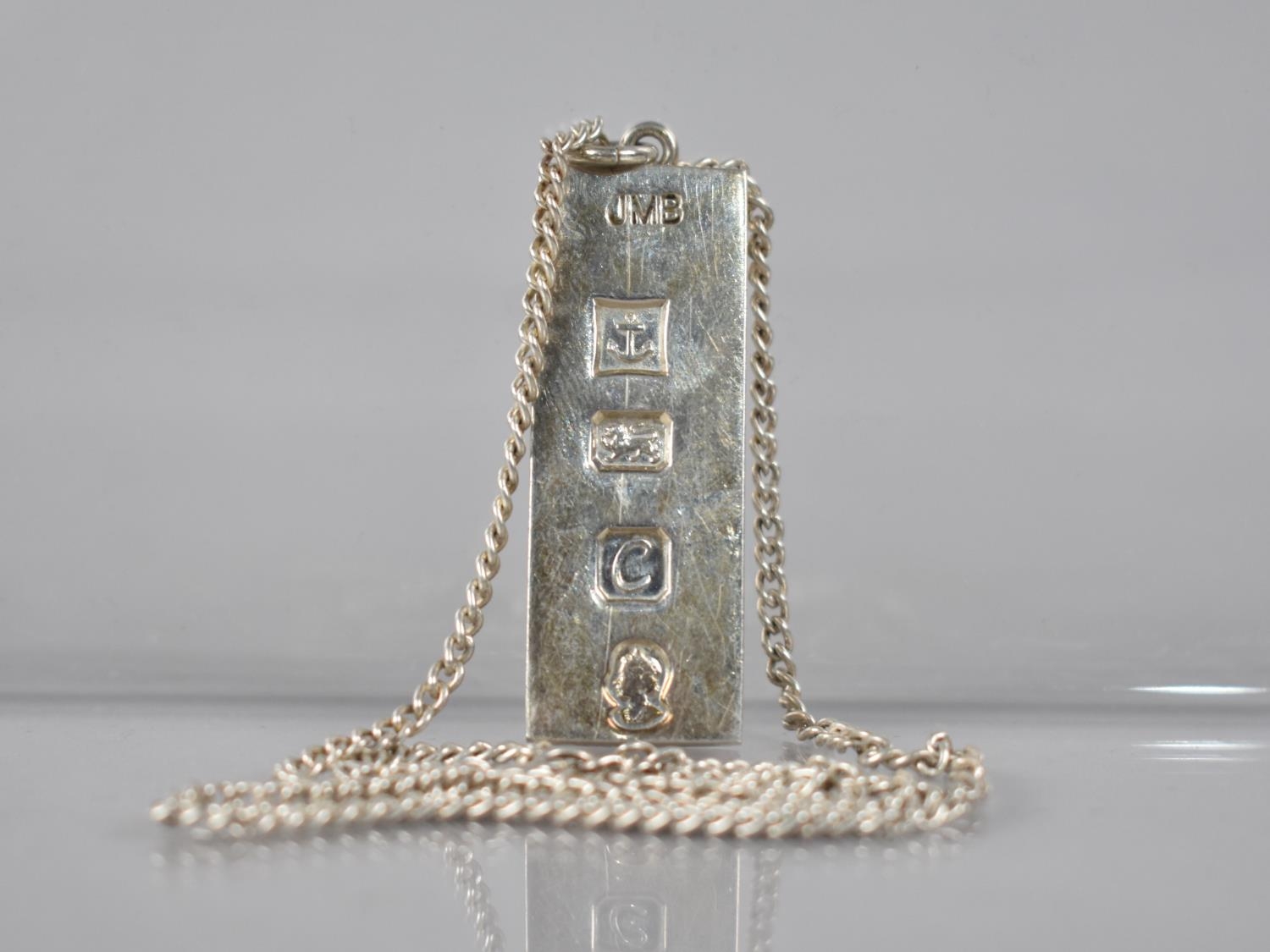 A Silver Ingot in Chain, Birmingham 1977, 39gms