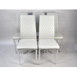 A Set of Five Modern Upholstered Chrome Based Dining Chairs