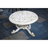 A White Painted Cast Metal Garden Patio Low Table, 60cm Diameter