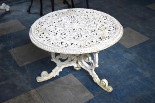 A White Painted Cast Metal Garden Patio Low Table, 60cm Diameter