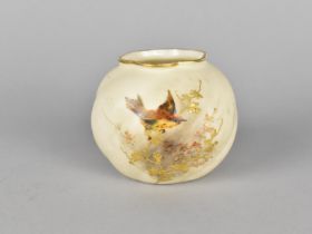 A Royal Worcester China Works Spherical Vase, Shape No. 161, Hand Painted with Bird in Flight