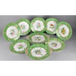 A 19th Century Porcelain Fruit Service Decorated with Central Hand Painted Flowers and Having
