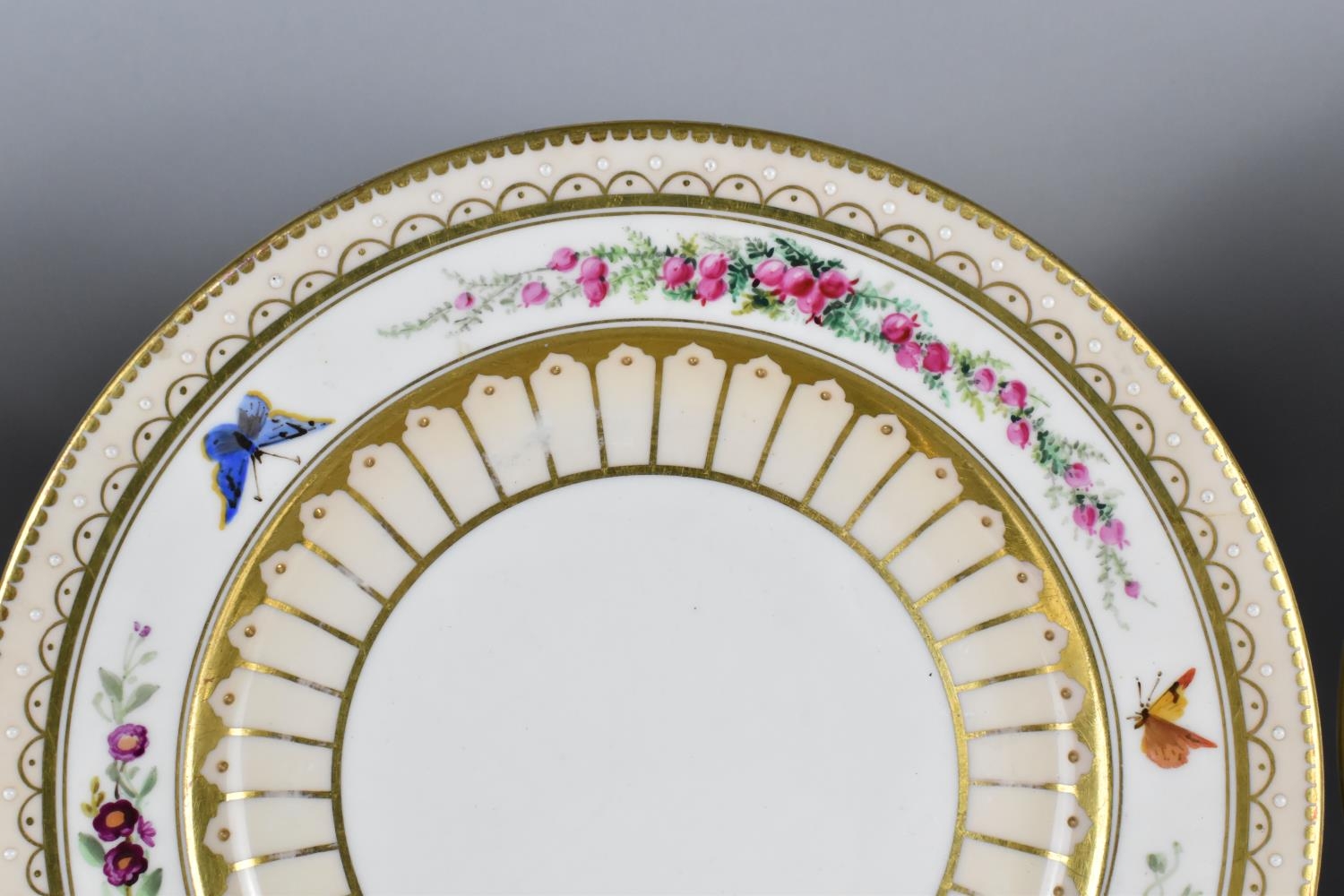 A Set of Twelve 19th Century Porcelain Small Plates and Matching Slop Bowl Decorated with Hand - Image 2 of 4