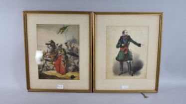 A Pair of Framed Military Prints, 29x21cms
