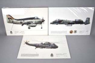 A Collection of Three Unframed Aircraft Prints, 44x29cms