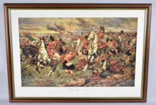 A Large Framed Military Print, "Gordons and Greys to The Front" by Stanley Berkeley, 74x45cms