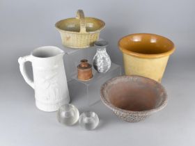 A Collection of Various 19th and 20th Century Ceramics to Comprise Glazed Stoneware Basket, Cream
