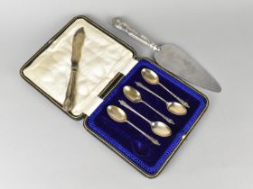 A Cased Set of Five Silver Apostle Spoons (Missing One), Sheffield Hallmark Together with a Silver