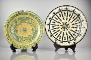 Two Glazed Islamic Pottery Chargers, the One Signed Verso, Both with Condition Issues. 36.5cm