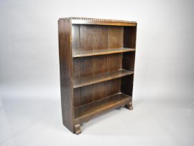 An Art Deco Oak Three Shelf Open Bookcase, 75cms Wide and 92cms High