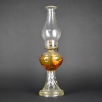 An Early 20th Century Moulded Glass Oil Lamp, Made in Portugal, 42cms High