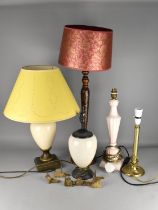A Collection of Various Lamps and Brass Furniture Mounts