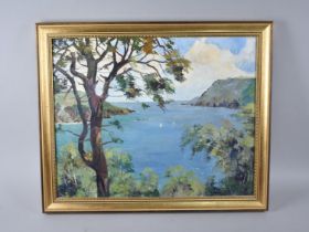 A Framed Oil on Card, View of Sea Inlet