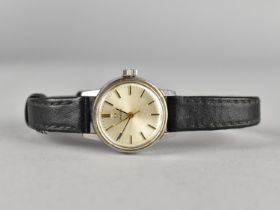 A Vintage Ladies Omega Wristwatch, Silvered Dial with Baton Hour indicators, Stainless Steel Case