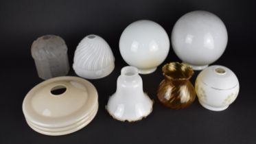 Eight Various Opaque and Frosted Glass Light Shades