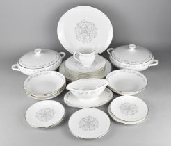 A Royal Worcester Bridal Lace Dinner Service to Comprise Large Serving Plate, Four Large Plates, Six