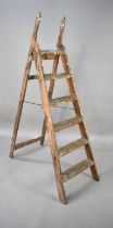 A Vintage Five Step Wooden Step Ladder