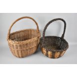 A Vintage Oval Wicker Shopping Basket together with a Modern Circular Flower Trug