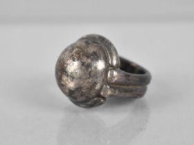 A Heavy Silver Ring, Raised Dome Head to Fluted Band, 39gms, Hallmarked for Birmingham 1974, Size