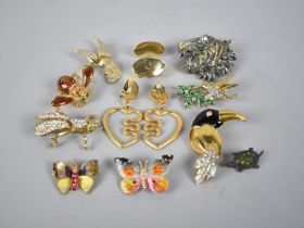 A Collection of Various Vintage Brooches, Mainly on an Animal Theme to include Tiger, Toucan,