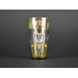 A German Green Glass Beaker with Hand Painted Deutsche Reich Prussian Eagle, 9.5cms High