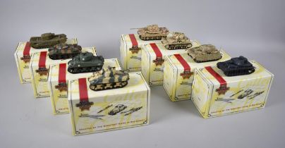 A Collection of Eight Boxed Matchbox Collectibles, Diecast WWII Tanks