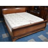 A Modern French Mahogany Sleigh Bed, California King Size for 72" Mattress but Currently having