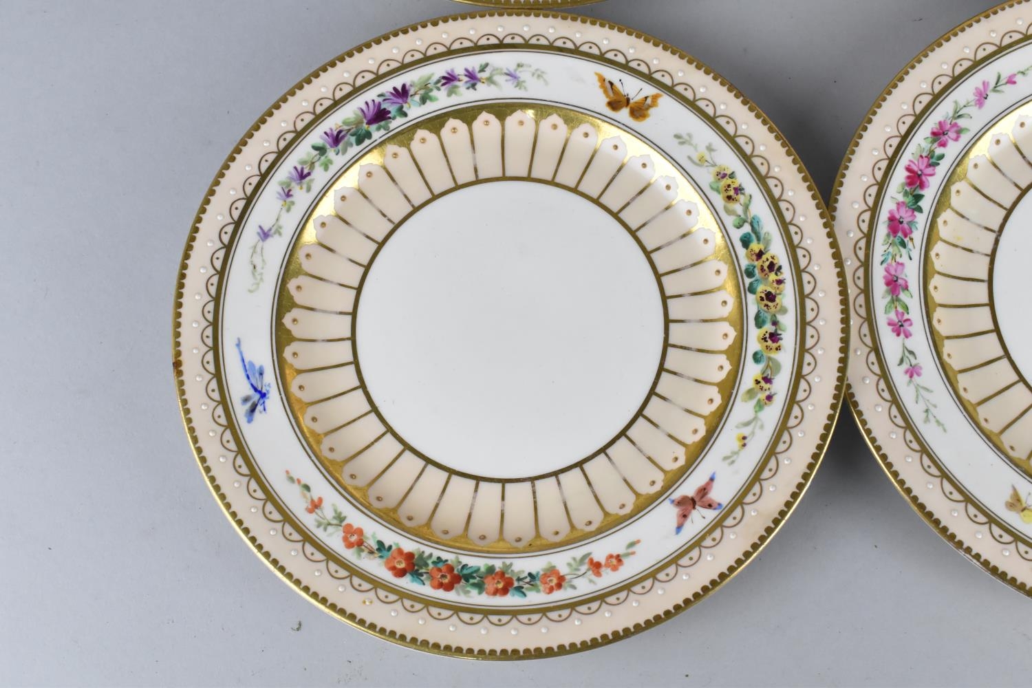 A Set of Twelve 19th Century Porcelain Small Plates and Matching Slop Bowl Decorated with Hand - Image 3 of 4