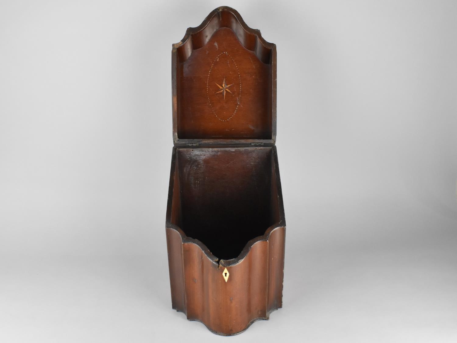 A Georgian Mahogany Knife Box with Sloping Hinged Lid, Interior Stripped, 35cms High - Image 4 of 6