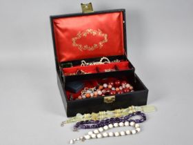 A Fitted Jewellery Box Containing a Collection of Various Costume Jewellery to comprise Amethyst