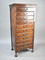 An Edwardian Mahogany Ten Drawer Music Chest, 53cms Wide and 118cms High