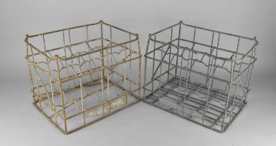 Two Galvanized Bottle Crates for Longslow Dairy, 34x25x27cm