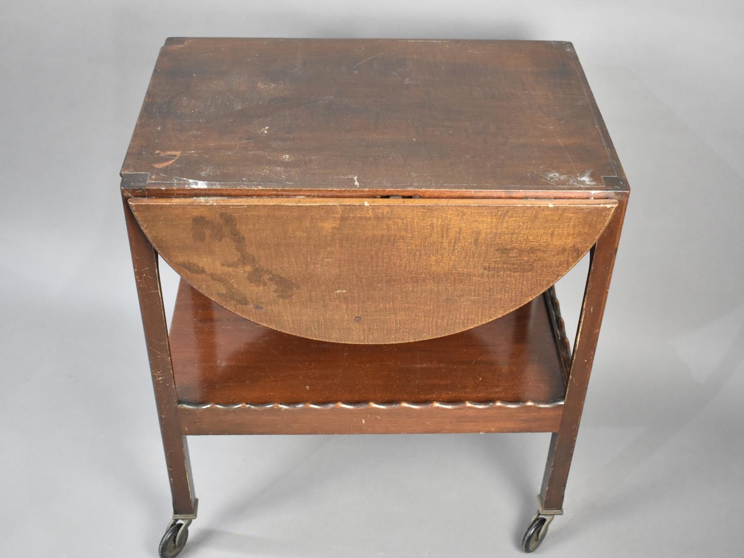 A Mid 20th Century Mahogany Drop Leaf Two Tier Trolley, 60cms Wide - Image 2 of 2
