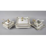 Four Pieces of Soho Pottery Solian Ware Dinnerwares Decorated with Gilt and Black Patterned Trim