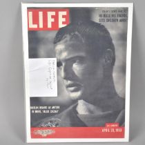 A Signed Reproduced Print of The Front Cover of Life Magazine April 20th 1953, Autographed by Marlon