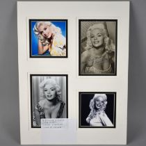 Four Mounted Photographs of Jayne Mansfield, One Signed "With Best Wishes Jayne Mansfield"
