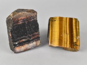 A Raw Piece of Blue John, 278g Together with a Raw Piece of Tigers Eye