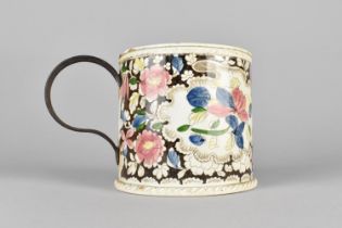 A 19th Century English Pearlware Transfer Printed Surprise Mug with Replacement Metal Handle