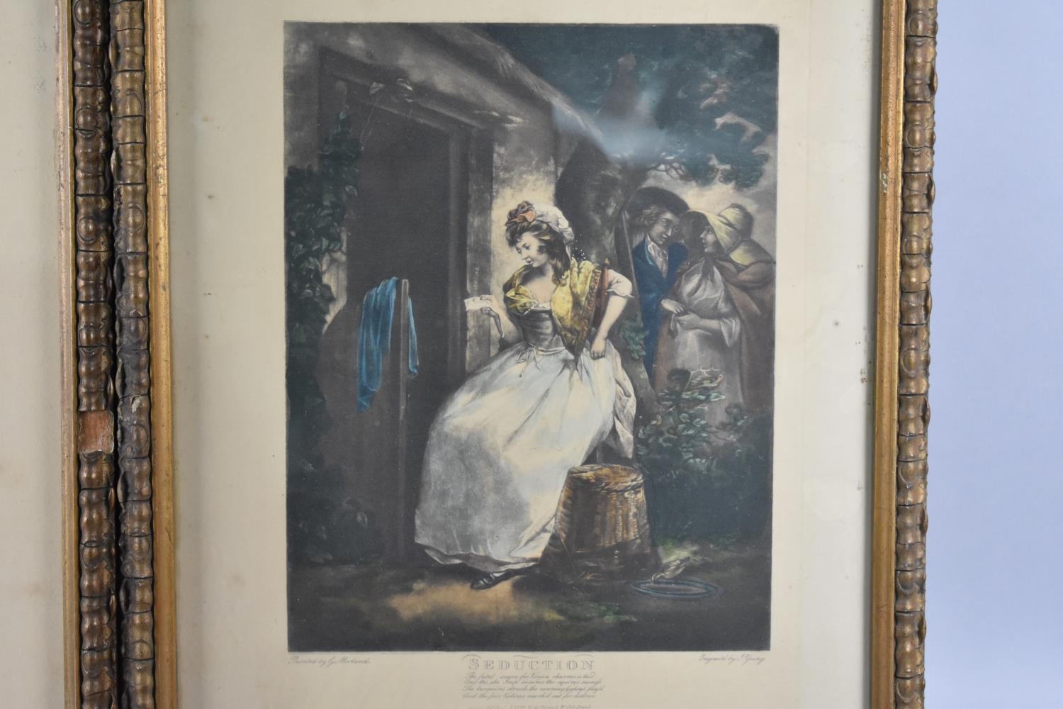 A Pair of Framed Prints of Engravings "Seduction" and "Credulous Innocence" by George Morland, - Image 3 of 3