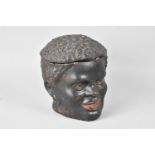 A Continental Novelty Cold Painted Terracotta Tobacco Pot in the Form of African Gents Head, 14cms