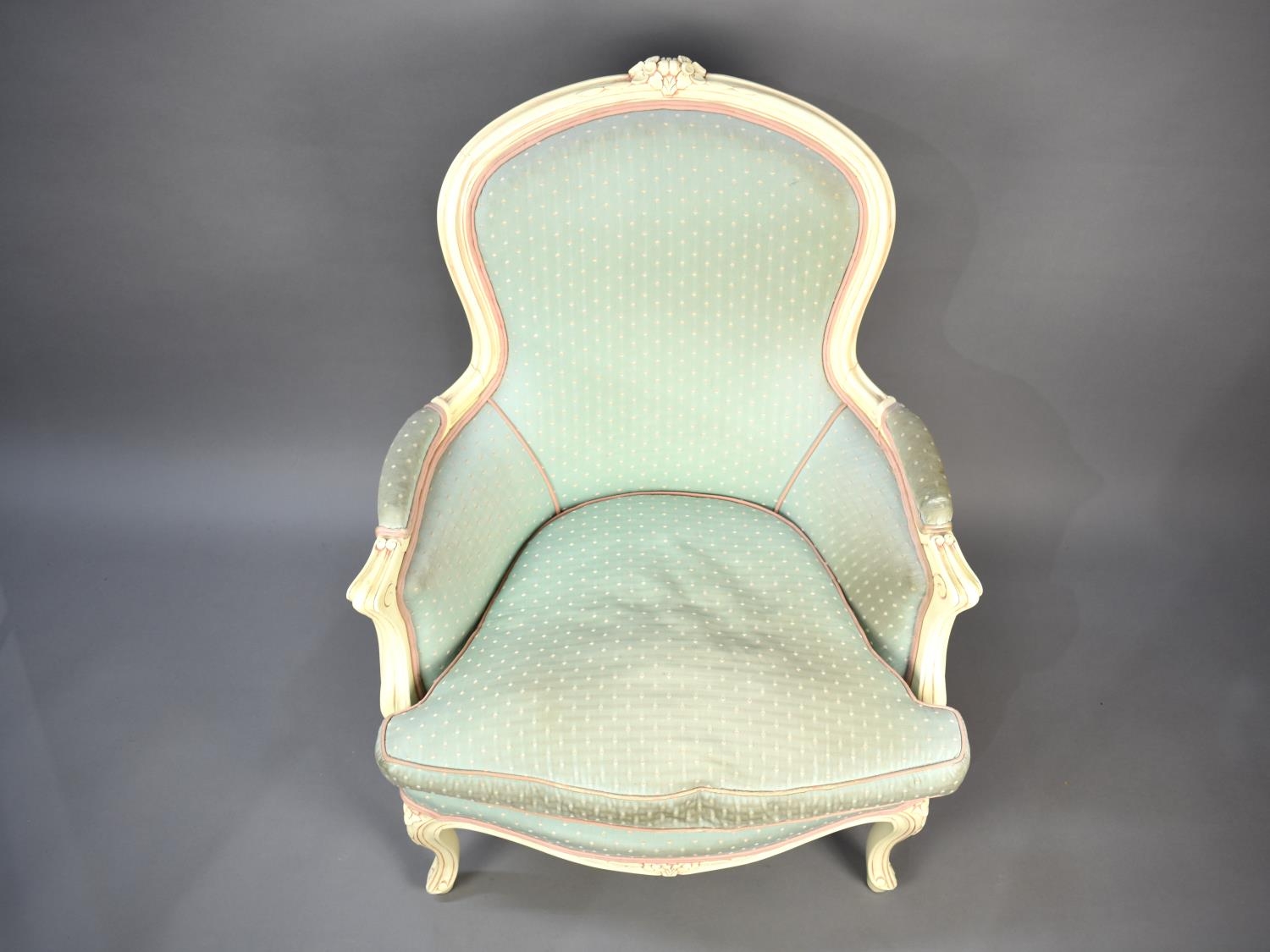 A Modern French Style Balloon Back Salon Armchair - Image 2 of 2