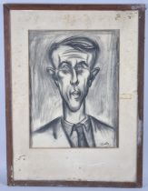 A Framed Charcoal Caricature of Young Gent Dated 1953, 30x39cms