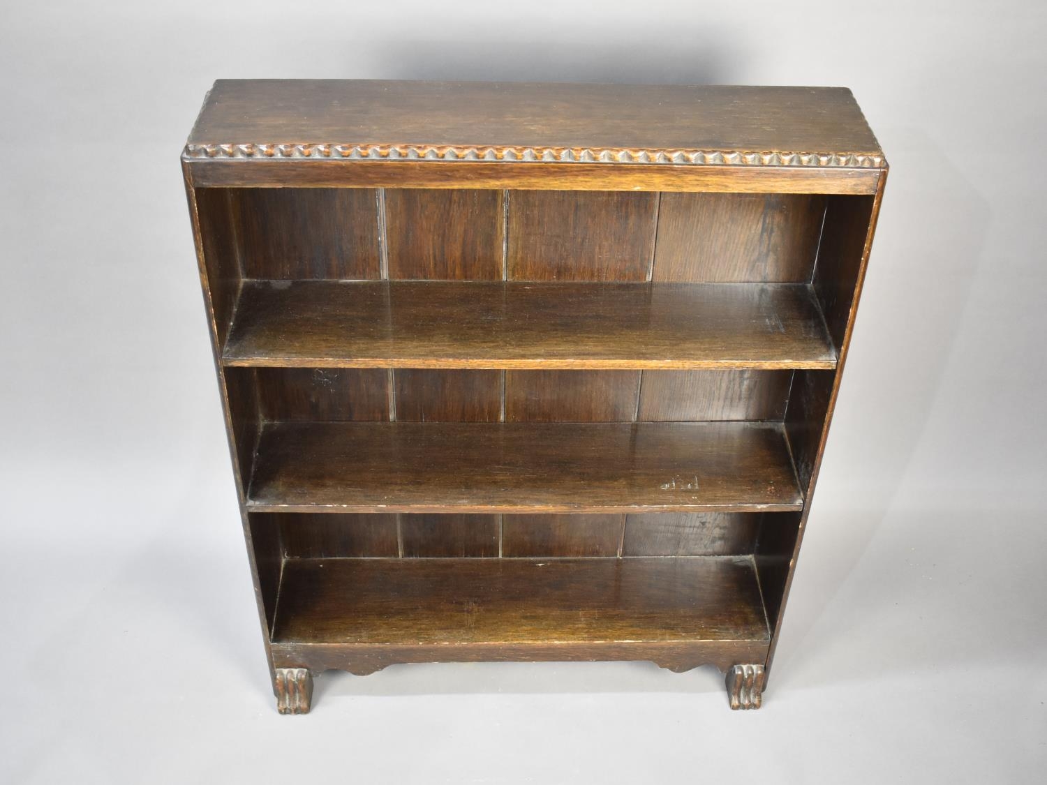 An Art Deco Oak Three Shelf Open Bookcase, 75cms Wide and 92cms High - Image 2 of 2