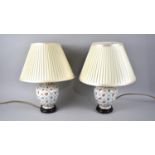 A Pair of Late 20th Century Ceramic Vase Shaped Table Lamps with Shades, 39cms High Overall