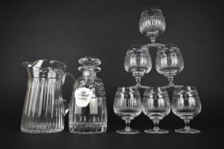 A Collection of Stuart Cut Glass to Comprise Set of Six Brandy Balloons, Decanter and a Jug