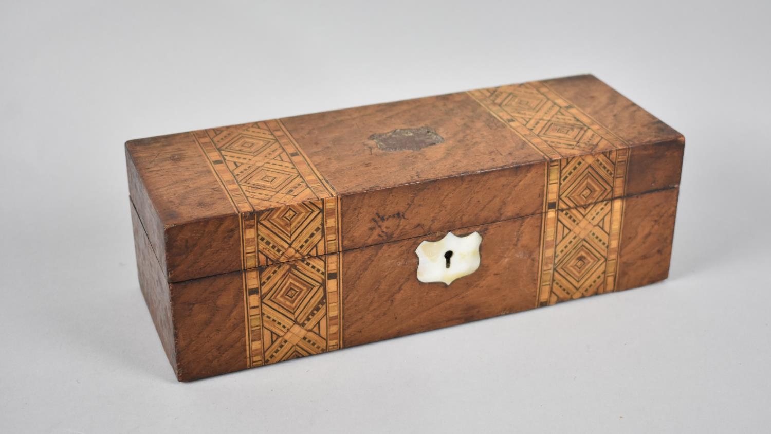 A 19th Century Mahogany and Banded Inlay Rectangular Jewellery Box Containing Selection of Costume