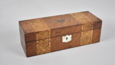 A 19th Century Mahogany and Banded Inlay Rectangular Jewellery Box Containing Selection of Costume