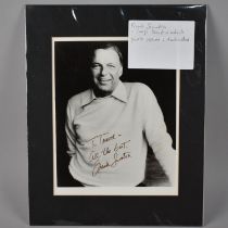 A Large Mounted Black and White Photograph of Frank Sinatra, Signed and Dedicated To "Terence-All