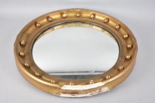 A 19th Century Circular Gilt Framed Convex Wall Mirror with Ball Decoration, Condition Issues and
